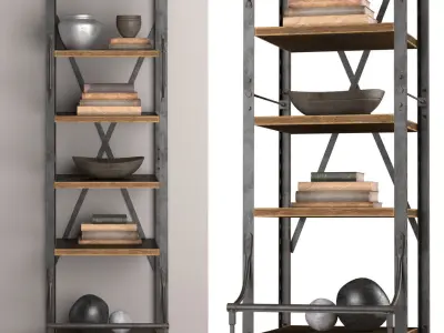 Narrow Bookcase French Library 3D model