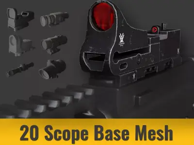 20 Gun Scope Base Mesh - Game Ready Low-poly 3D model