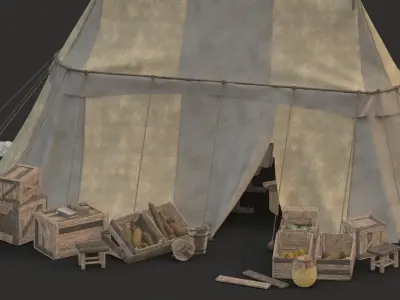 medieval market Low-poly 3D model purchase