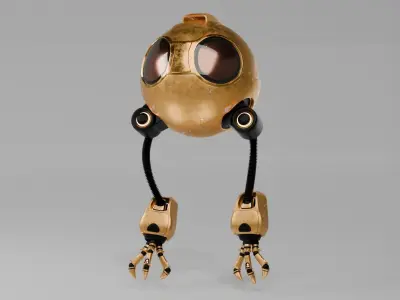 Hovering Spy Robot - Easy Control Rig Low-poly 3D model