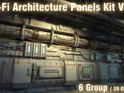 Sci-Fi Architecture Panels Kit Vol 03 Walls-PBR 3D model