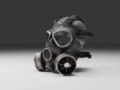 Post Apocalyptic Gas Mask  Realistic Worn Survival Prop Low-poly 3D model