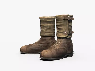 British soldier boots WW2 Low-poly 3D model