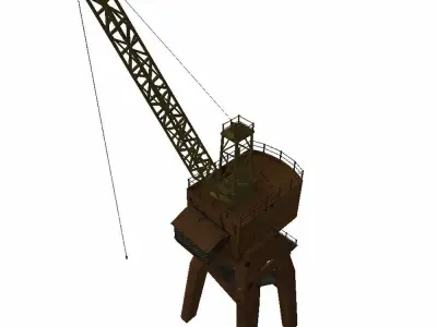 Port gantry crane 5 low poly Low-poly 3D model