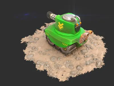 Stylized Cartoon Tank Low-poly 3D model purchase
