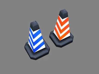 Two traffic cones Low-poly 3D model