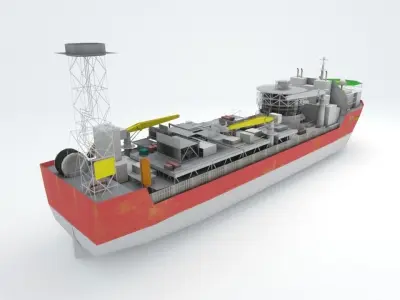 FPSO Balder Offshore Oil Rig Low-poly 3D model