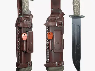 Survival camping Knife Low-poly 3D model