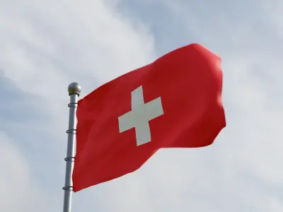 Animated Switzerland Flags  3D model