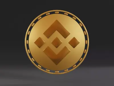 Golden Binance Crypto Currency Symbol  Low-poly 3D model