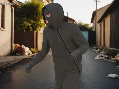 Hooded Thief Figure Stealth Pose 3D model