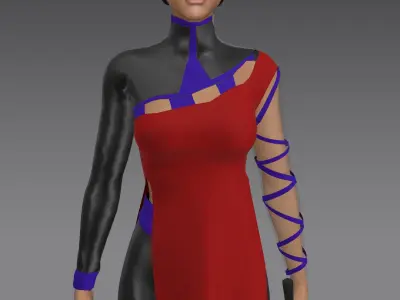 warrior  woman game character - marvelous designer 3D model