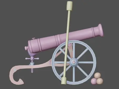 Vintage old cannon gun on rust carriage 3D model