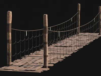 Rope Bridge Pack Low-poly 3D model