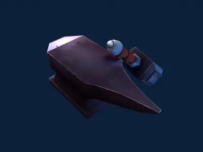 Hammer and anvil Low-poly 3D model