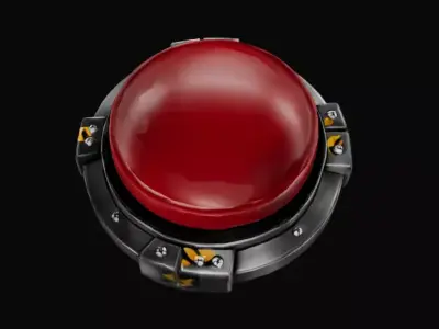 Red push button with matel base - GameReady Low-poly 3D model