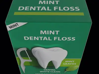 Floss and toothpicks Box Low-poly 3D model