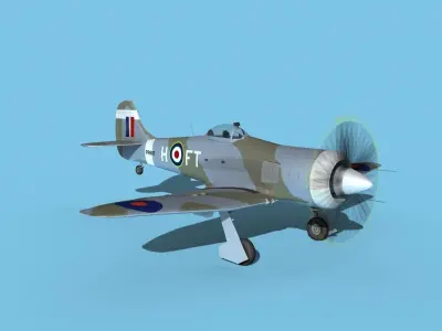 Hawker Tempest MKII V05 RAF 3D model