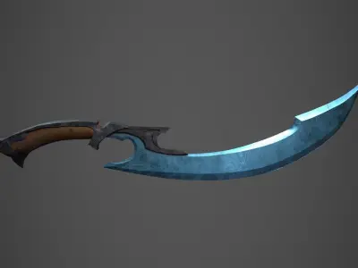 Blue fantasy sword 3D model