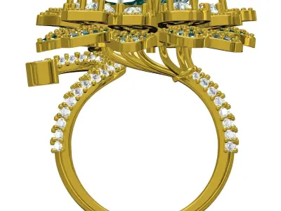 Antique Flower Design Cocktail Ring 3D print model