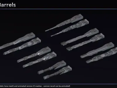 Scifi Tank Modular Equipment Low-poly 3D model