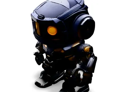 Cute SciFi Robot Game Ready Low-poly 3D model