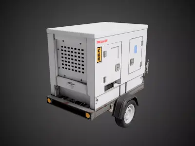  Mobile Trailer Generator Industrial Prop Low-poly 3D model