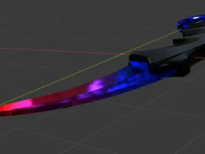 Stylized karambit knife Weapon with gradient PBR low poly Low-poly 3D model
