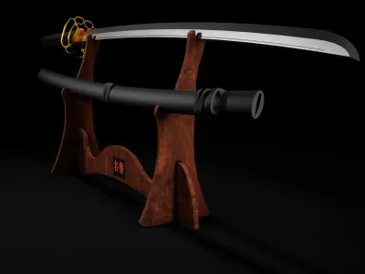 Katana Low-poly 3D model 10