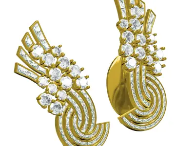 Antique Vintage Style Diamond Earring 3D print model