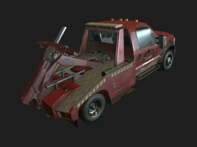 Red Tow Truck Low-poly 3D model