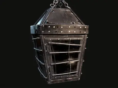 Mediaval Steel Lantern Low-poly 3D model