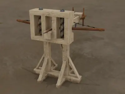 Lowpoly Ballista wooden machine Free low-poly 3D model