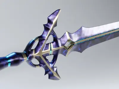 Fantasy Blue Lightning Sword Low-poly 3D model