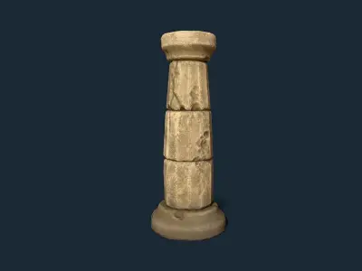 Ancient damaged pillar Low-poly 3D model