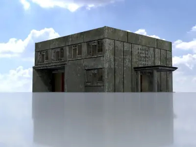 Old military barrack version 1 ruin 5 Low-poly 3D model