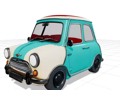 Retro Compact Car R1 Low-poly 3D model