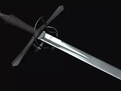 Saxon battlesword 1580s Low-poly 3D model