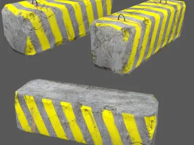barrier striped block Low-poly 3D model