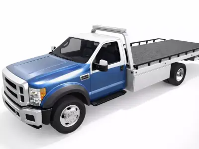 Flatbed Tow Truck Vehicle Recovery Transport Truck 02 3D model