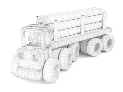Wooden toy truck 18 3D model
