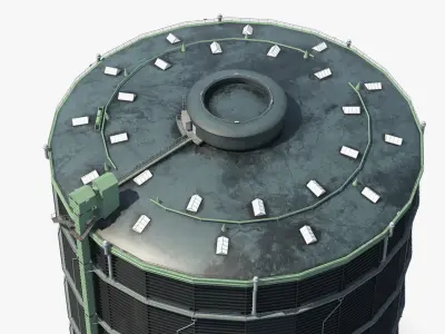 Cylindrical Gas Storage Tower 3D model
