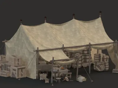 medieval market Low-poly 3D model get