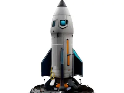 SciFi Rocket Ready for Launch Low-poly 3D model