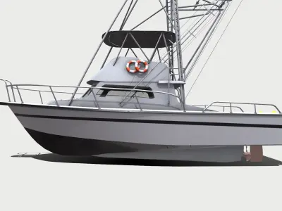 Sports Fishing Boat Low-Poly PBR Low-poly 3D model