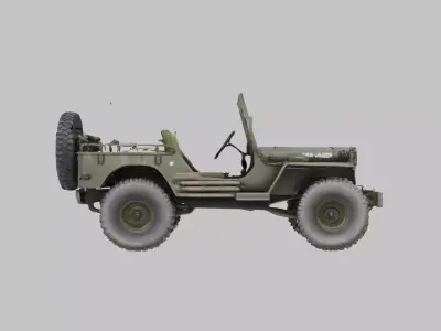 Vintage Military Jeep Low-poly 3D model