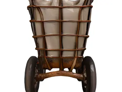 Vintage Industrial Laundry Utility Cart 3D model