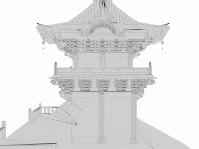 Nikko Tosho-gu Japanese Temple Gate Low-poly 3D model