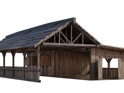 FREE Old Simple Wooden Farm Barn 2K GameReady 002 Free low-poly 3D model