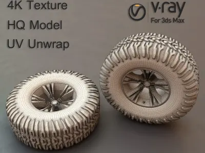 Off-road tire and wheel Free 3D model